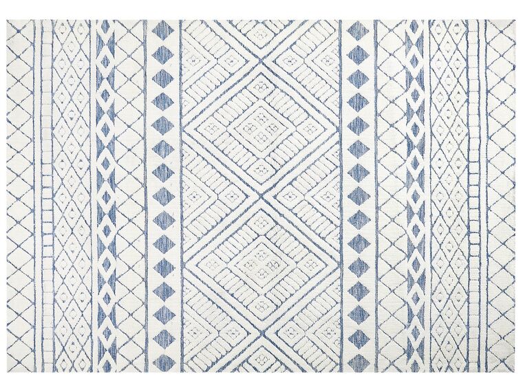 Vloerkleed polyester wit/blauw 160 x 230 cm MARGAND_883803