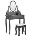 3 Drawer Dressing Table with Oval Mirror and Stool Black ASTRE_823903