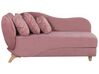 Left Hand Velvet Chaise Lounge with Storage Pink MERI_728044