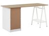 Schreibtisch heller Holzfarbton / weiss 140 x 60 cm 5 Schubladen HEBER_772882