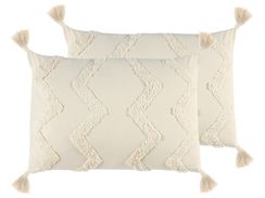 Koristetyyny puuvilla beige tuftattu 40 x 60 cm 2 kpl CERINTHE