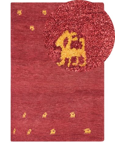 Alfombra gabbeh de lana rojo/amarillo 200 x 300 cm YARALI