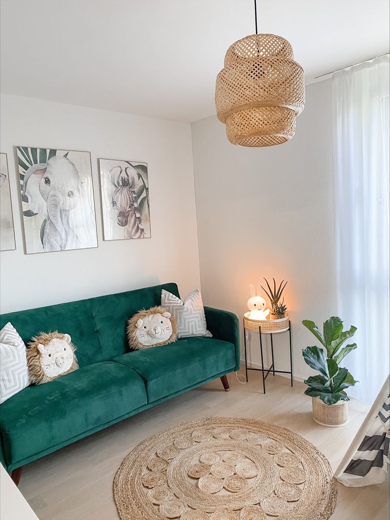 Velvet Fabric Sofa Bed Green SENJA Beliani.co.uk