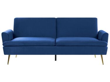 Sofa rozkładana welurowa niebieska VETTRE
