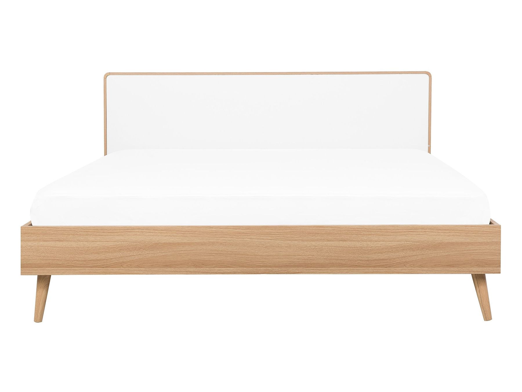 EU Double Size Bed LED Light Wood SERRIS Beliani.co.uk
