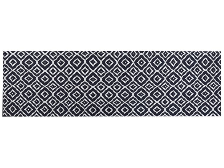 Teppich schwarz / weiß 60 x 200 cm geometrisches Muster Kurzflor KARUNGAL_831509