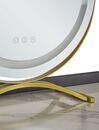 Konsolbord med 2 skuffer, LED spejl og skammel grå og guld SURIN_845541