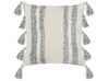 Set of 2 Tufted Cotton Cushions with Tassels 45 x 45 cm Beige and Grey HELICONIA_835159