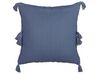 Tkaný bavlněný polštář s geometrickým vzorem a střapci 45 x 45 cm modrý AVIUM_838639