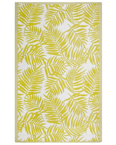 Oboustranný venkovní koberec s motivem palmových listů v žluté barvě 120 x 180 cm KOTA