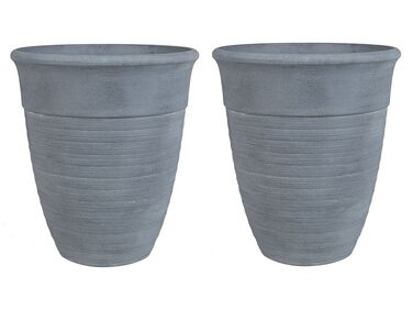 Conjunto de 2 vasos para plantas em pedra cinzenta 43 x 43 x 49 cm KATALIMA
