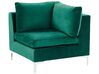 6 Seater U-Shaped Modular Velvet Sofa with Ottoman Green EVJA_789525