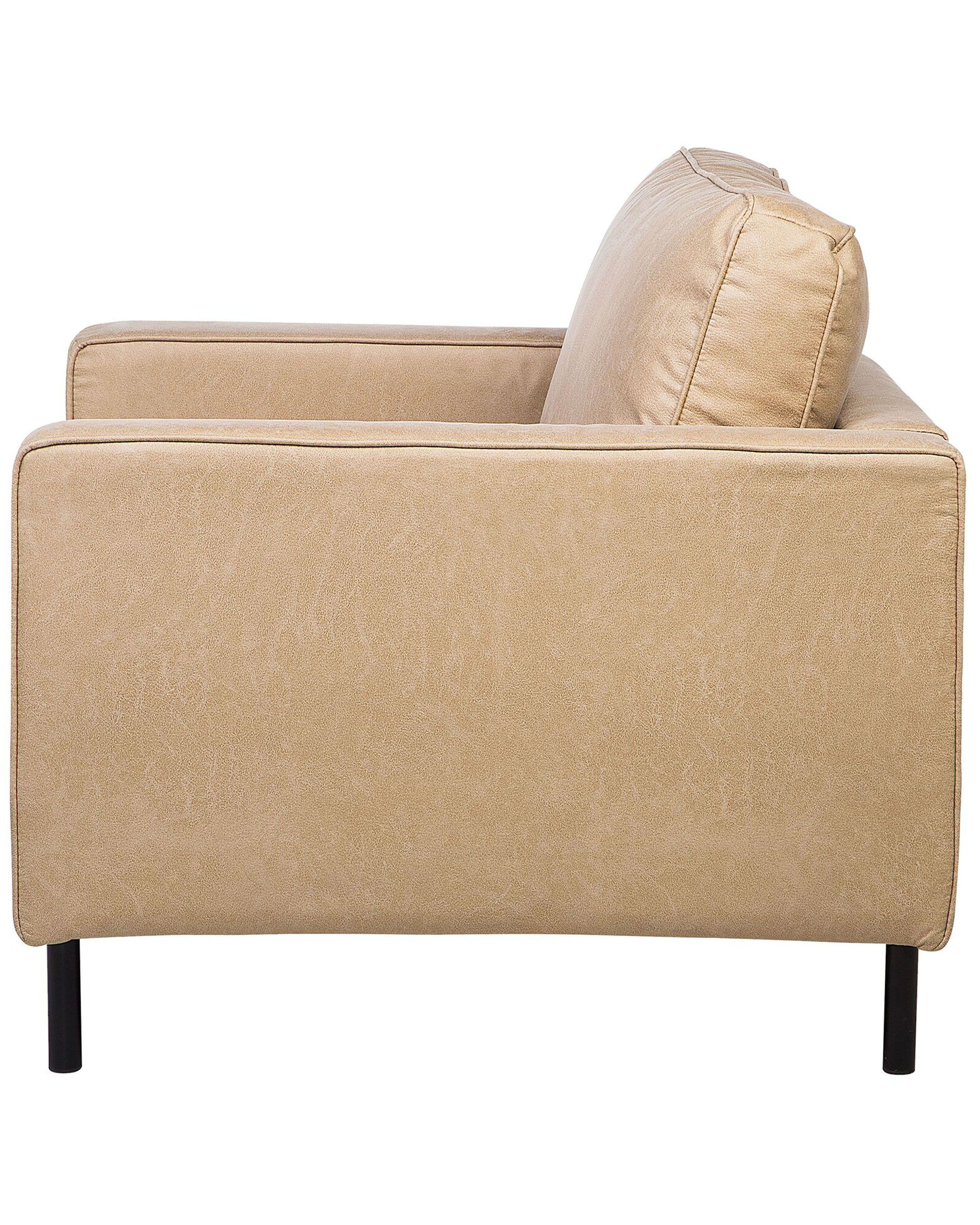 Faux Leather Armchair Beige SAVALEN Beliani.co.uk