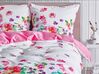 Cotton Sateen Duvet Cover Set Floral Pattern 135 x 200 cm White and Pink LARYNHILL_803099