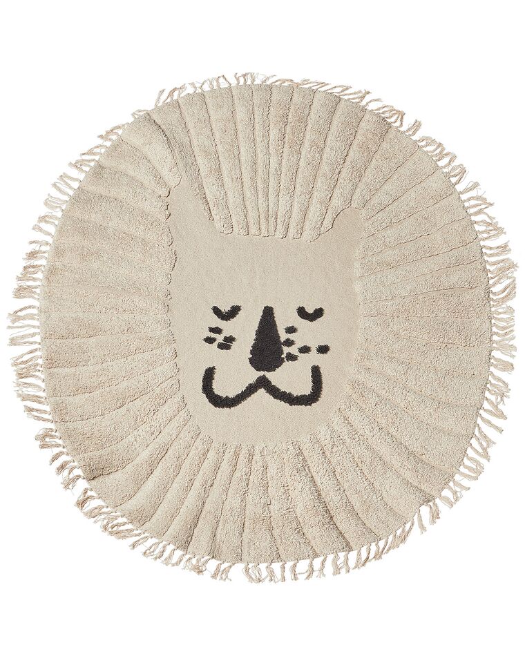 Okrúhly bavlnený koberec so vzorom leva ø 140 cm béžový BADHANI_903839