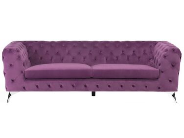 3 Seater Velvet Fabric Sofa Purple SOTRA