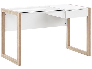 Písací stôl biely so svetlým drevom JENKS