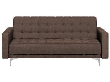 3 Seater Fabric Sofa Bed Brown ABERDEEN