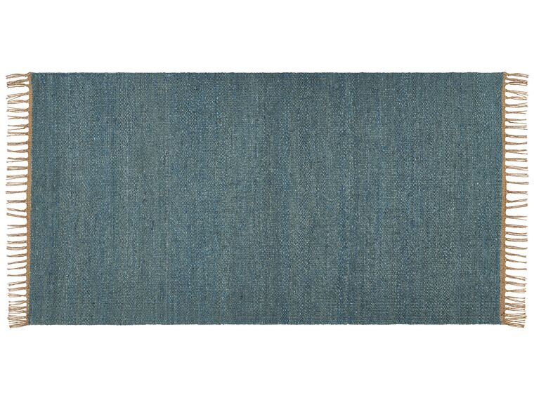 Teppich Jute blau 80 x 150 cm Kurzflor zweiseitig LUNIA_846267