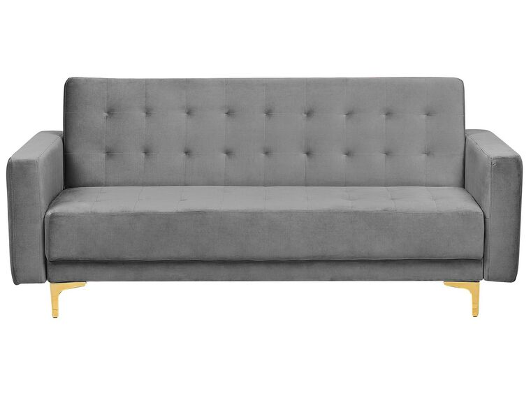 3 Seater Velvet Sofa Bed Grey ABERDEEN_741186
