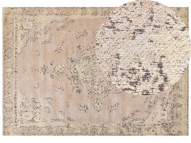 Teppich Baumwolle beige 160 x 230 cm orientalisches Muster Kurzflor MATARIM