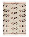 Kelim Teppich Baumwolle beige / schwarz 140 x 200 cm geometrisches Muster Kurzflor NIAVAN_869864