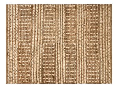 Jute tæppe beige 160 x 230 cm stribet mønster kort luv KAMBERLI