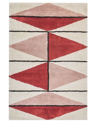 Teppich Baumwolle 160 x 230 cm mehrfarbig geometrisches Muster Kurzflor PURNIA