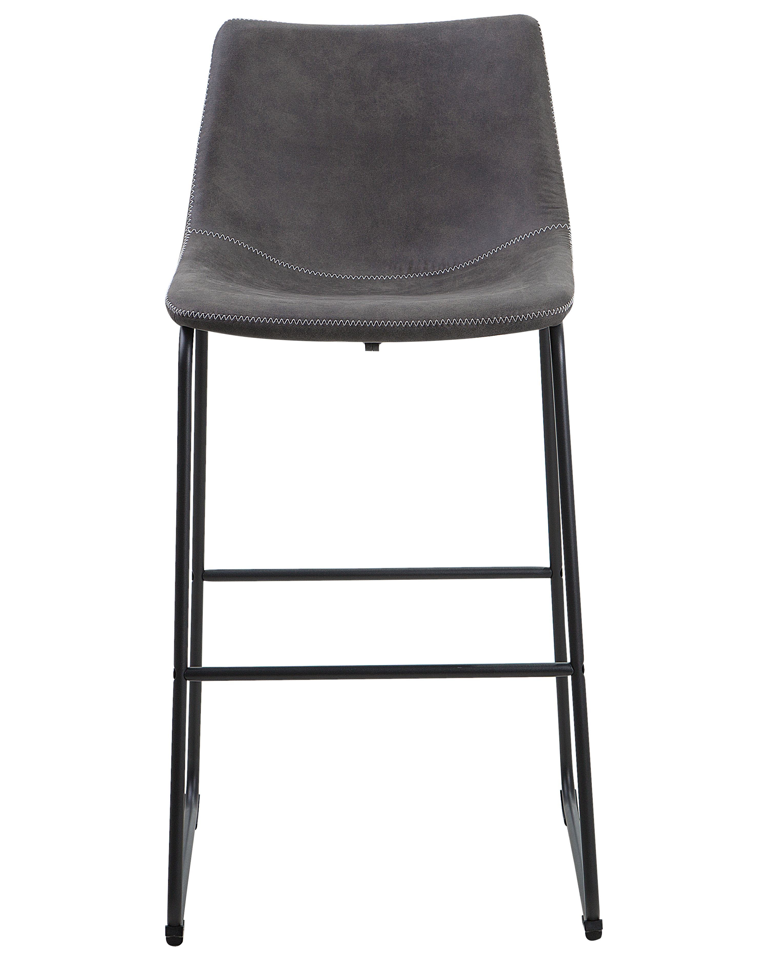 Set of 2 Fabric Bar Chairs Grey FRANKS Beliani.co.uk