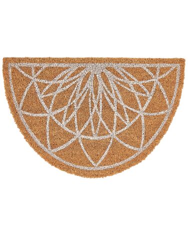 Coir Doormat Half-Round Geometric Pattern Natural KINABALU