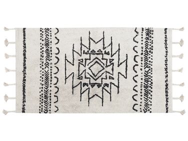 Tapis en coton blanc et noir 80 x 150 cm KHOURIBGA