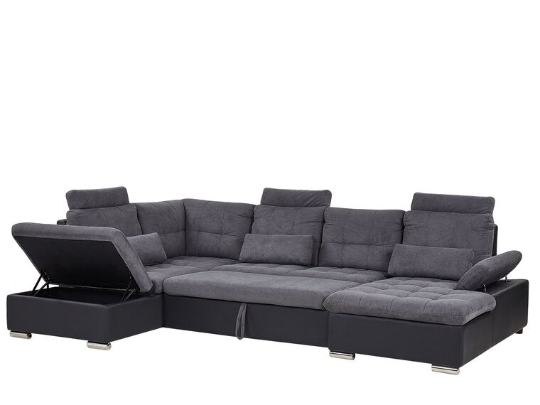 Fabric Corner Sofa Bed with Storage Grey HALDEN Beliani.co.uk