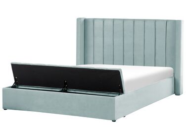 Zamatová posteľ s úložným priestorom 180 x 200 cm mätová zelená NOYERS