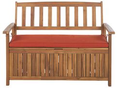 Дерев'яна лавка 120 см червона подушка SOVANA