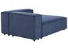 Left Hand 3 Seater Modular Jumbo Cord Corner Sofa with Ottoman Blue APRICA_909083