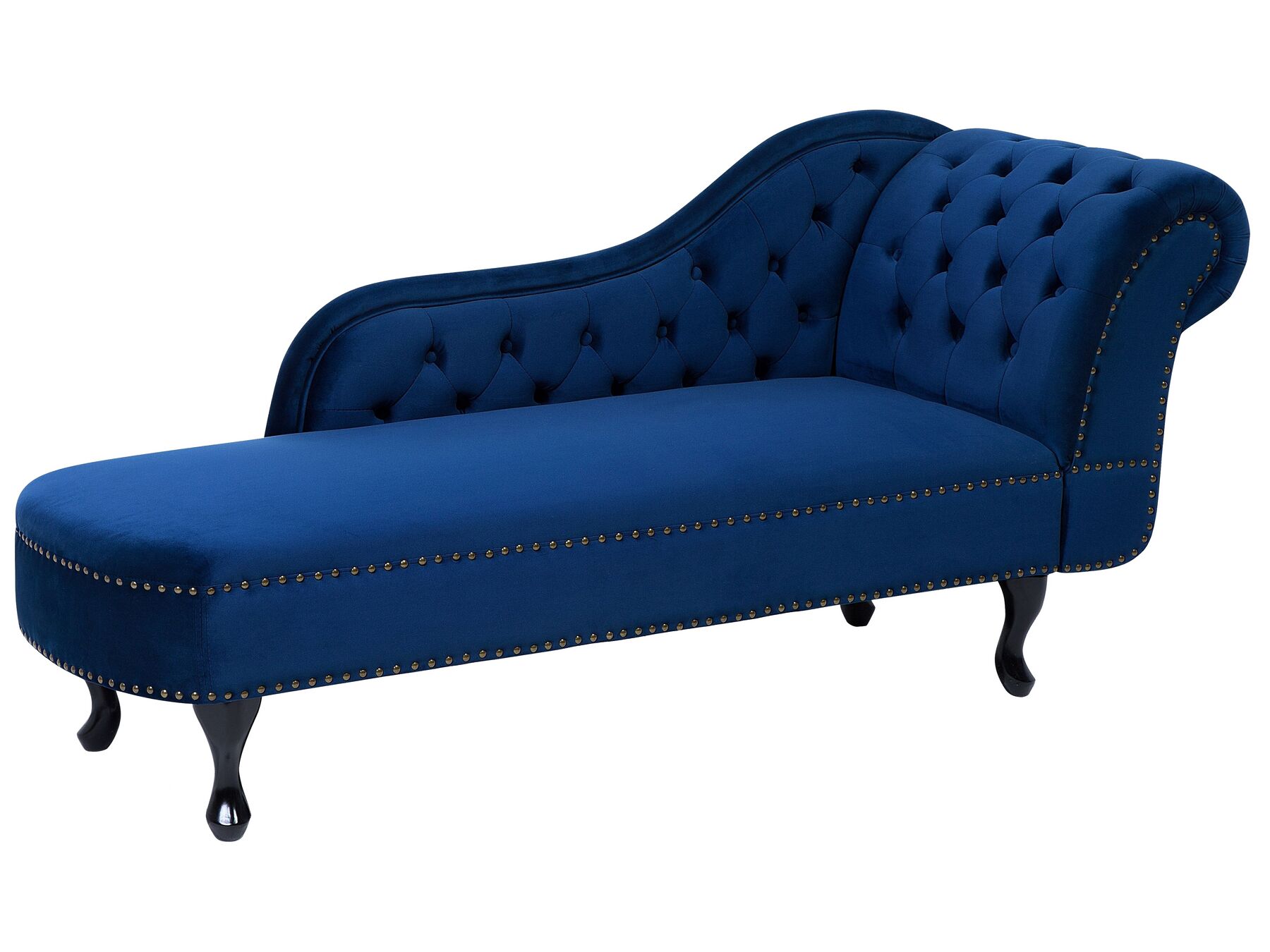 Chaiselongue Samtstoff blau rechtsseitig NIMES Beliani.de