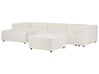 Right Hand 3 Seater Modular Boucle Corner Sofa with Ottoman White APRICA_908505