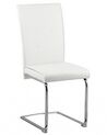 	Conjunto de 2 sillas de comedor de piel sintética blanco crema/plateado ROVARD_868149