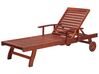 Wooden Garden Sun Lounger with Striped Blue Cushion TOSCANA_695742