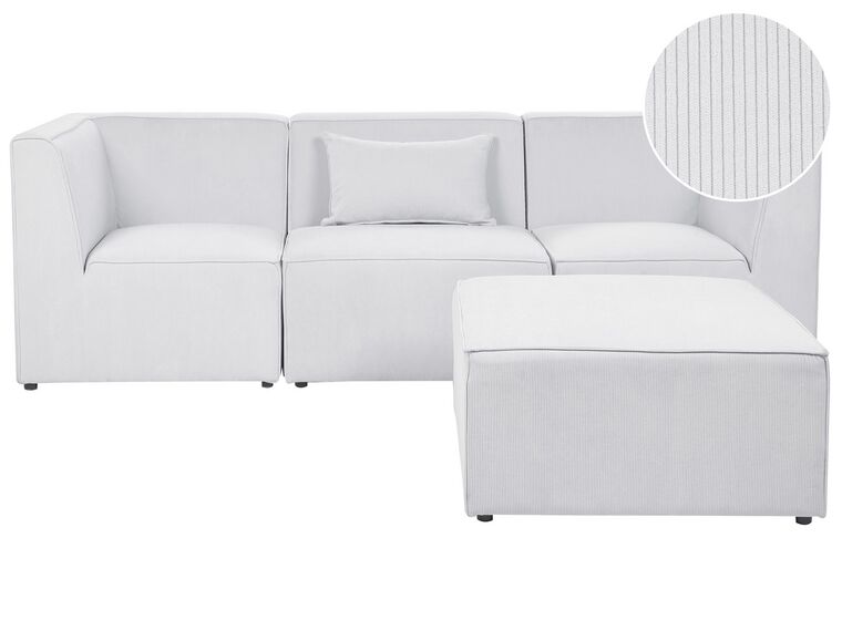 3-Sitzer Sofa Cord cremeweiss mit Ottomane LEMVIG_869256