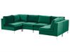 6 Seater U-Shaped Modular Velvet Sofa Green EVJA_789488