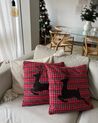 Set of 2 Cushions Reindeer Motif 45 x 45 cm Red COMET_884534