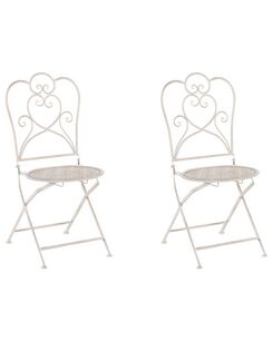 Metalliset terassituolit 2 kpl valkoinen/beige TRIESTE Metalliset terassituolit 2 kpl valkoinen/beige TRIESTE