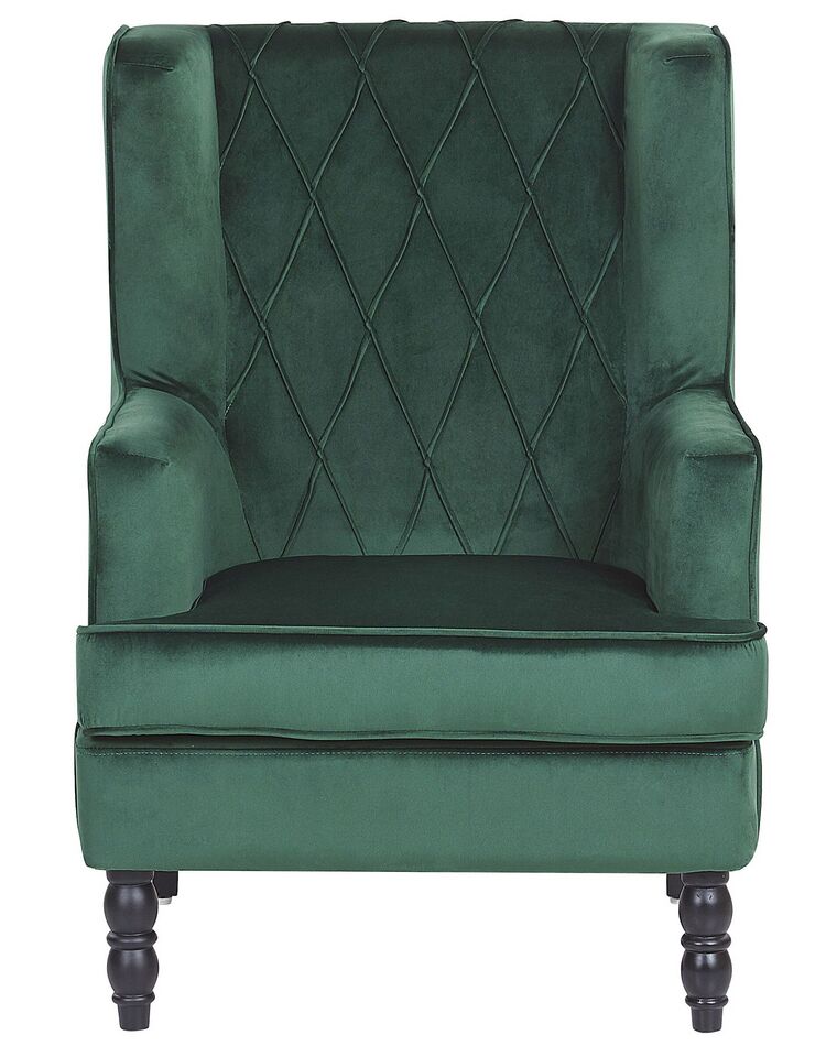 Velvet Armchair with Footstool Green SANDSET Beliani.co.uk