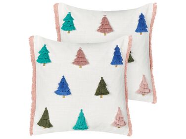 Set of 2 Cotton Cushions Christmas Motif 45 x 45 cm Multicolour SKIMMIA