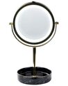 Kosmetikspiegel gold / schwarz mit LED-Beleuchtung ø 26 cm SAVOIE_848178