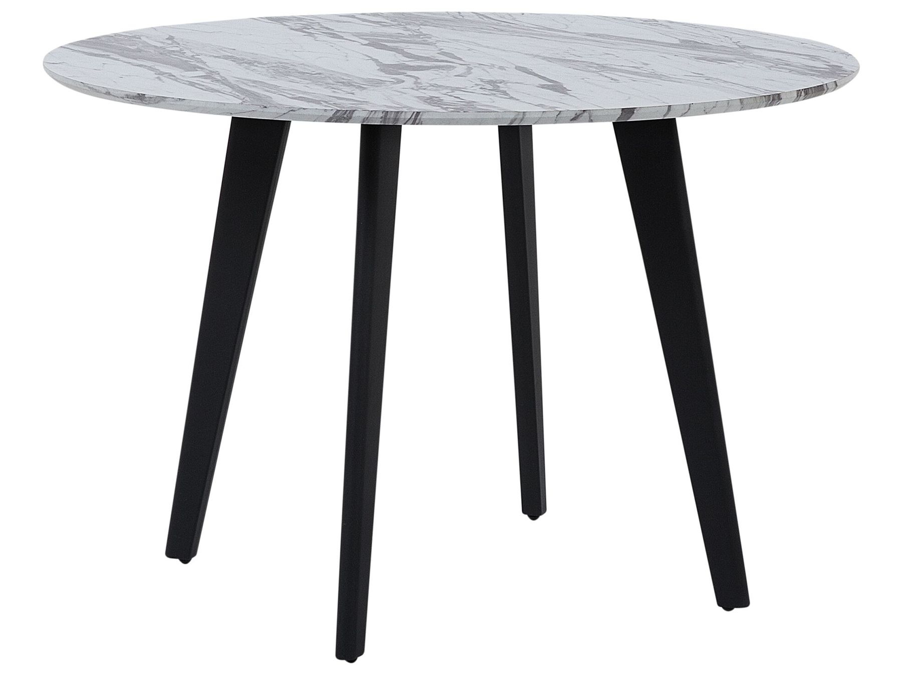 Round Dining Table ø 110 cm Marble Effect with Black MOSBY Beliani.es