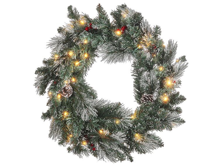 Pre-Lit Frosted Christmas Wreath ⌀ 40 cm Green WAPTA_832032