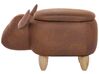 Faux Leather Storage Animal Stool Brown COW_710562