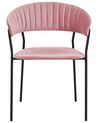 Sæt med 2 spisebordsstole i fløjl lyserød MARIPOSA_871963